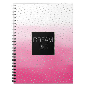 Cuaderno Confeti plateado con efecto ombre rosa acuarela