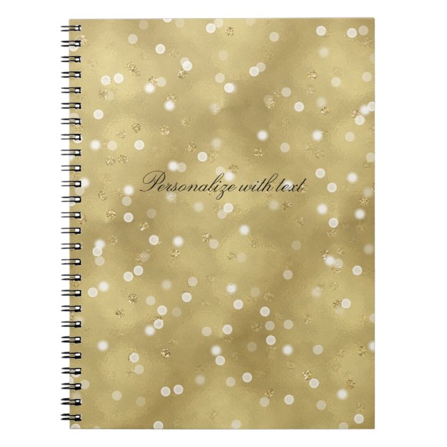 Cuaderno Confeti soñador de Bokeh del oro (Frente)