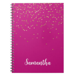 Cuaderno Confetti de espuma de oro de glam rosado Girly per