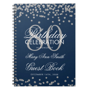 Cuaderno Confetti de libro de invitados de 80 años de la M