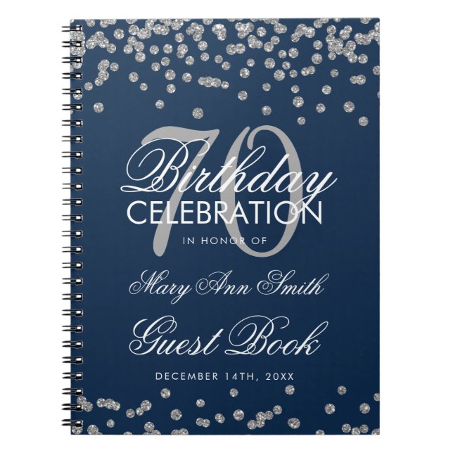 Cuaderno Confetti de libros de invitados de cumpleaños 70 c (Frente)