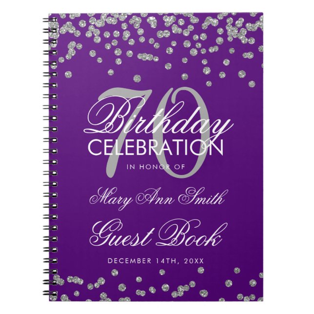 Cuaderno Confetti de libros de invitados de cumpleaños 70 d (Frente)