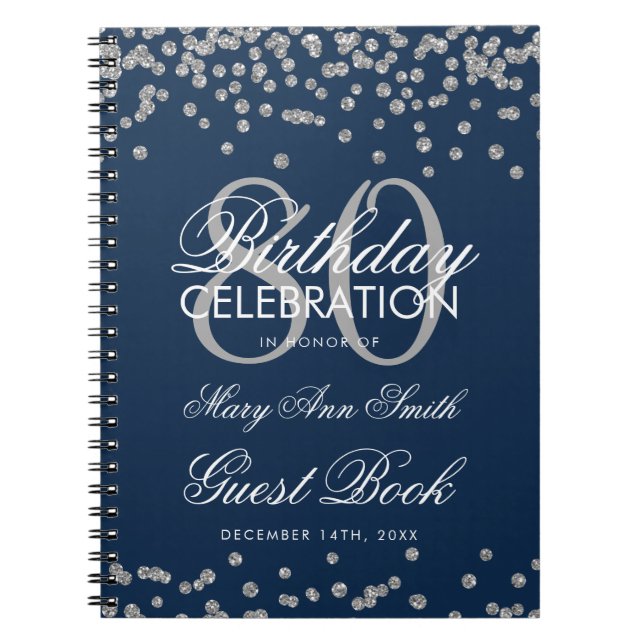Cuaderno Confetti de libros de invitados de cumpleaños 80 c (Frente)