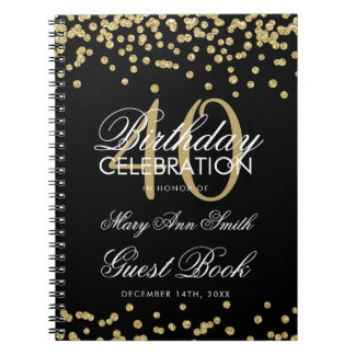 Cuaderno Confetti de libros de invitados de cumpleaños Gold