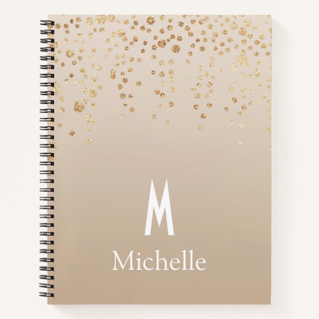 Cuaderno Confetti de oro personalizado (Anverso)