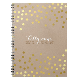 Cuaderno CONFETTI GLAMOROUS lindo spot oro artesanal kraft