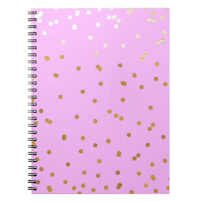 Cuaderno Confetti rosado y dorado con glamour glam moderno (Frente)