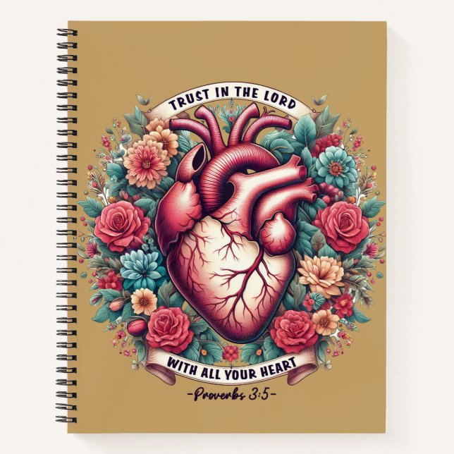 Cuaderno Confía en el Señor | Proverbios 3:5 Corazón Cristi (Anverso)