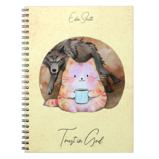 Cuaderno Confianza en Dios - Lobo del Café del gato del Per