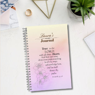 Cuaderno Confianza en el Señor Biblia Verse Floral acuarela