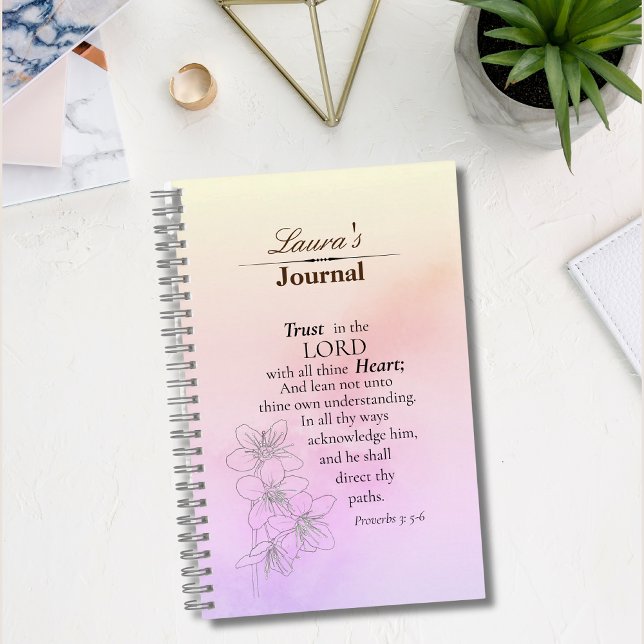 Cuaderno Confianza en el Señor Biblia Verse Floral acuarela (Subido por el creador)