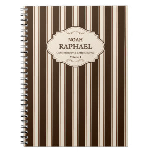 Cuaderno Confitería y Café Rayas Marrones Vintage
