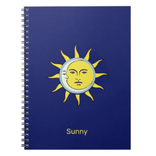Cuaderno Conjunción de Luna y Sol en Azul Marino