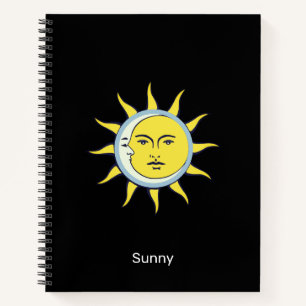 Cuaderno Conjunción de luna y sol sobre negro