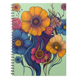 Cuaderno Conjunto artístico de hermosas flores