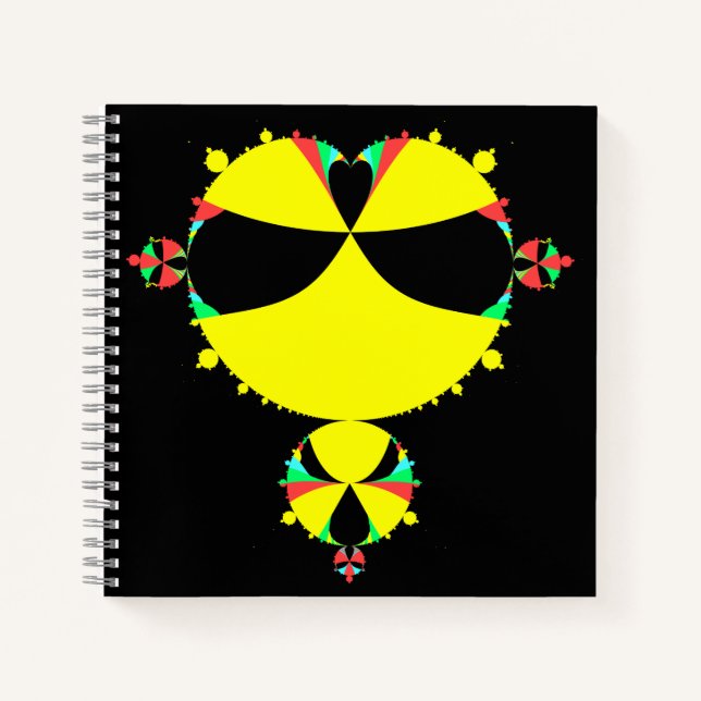Cuaderno Conjunto completo de Mandelbrot Pop Art Negro y Am (Anverso)