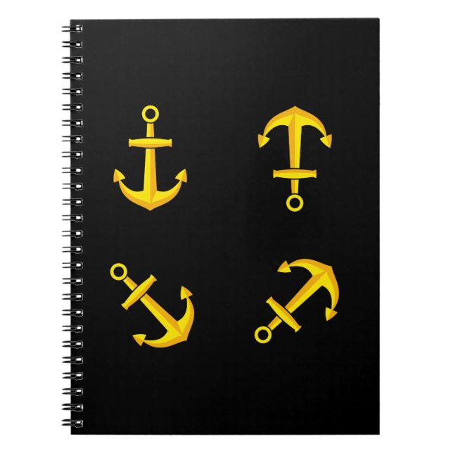 Cuaderno Conjunto de ancla de barco dorada de dibujos anima (Frente)