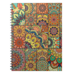 Cuaderno Conjunto de baldosas de Boho y patrón sin fisuras