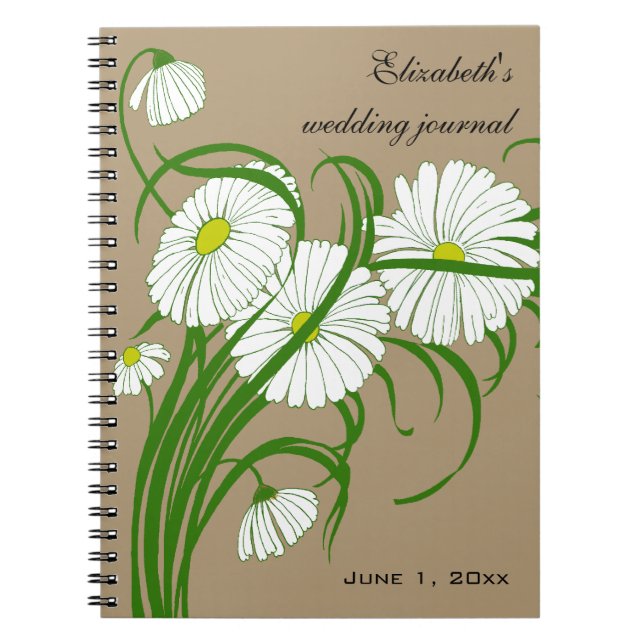 Cuaderno Conjunto de boda de flores de margarita gerbera bl (Frente)