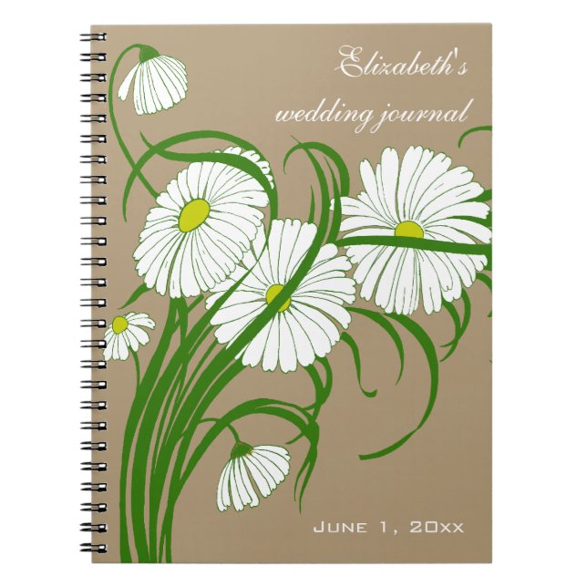 Cuaderno Conjunto de Bodas de flores de margarita de gerber (Frente)