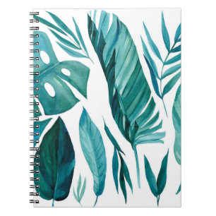 Cuaderno Conjunto de hojas de palma tropicales abstractas e