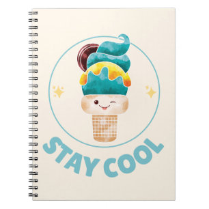 Cuaderno Cono de helado de acuarela Mantén la calma Pastel