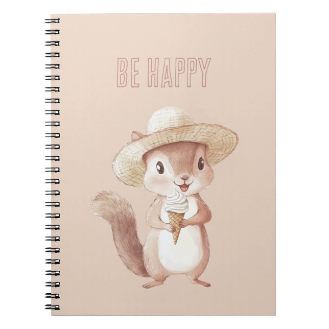 Cuaderno Cono de helado de ardilla feliz (Frente)
