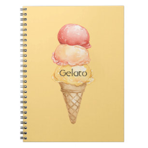 Cuaderno Cono de helado de gelato rojo amarillo italiano