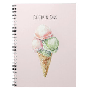 Cuaderno Cono de helado de menta rosa