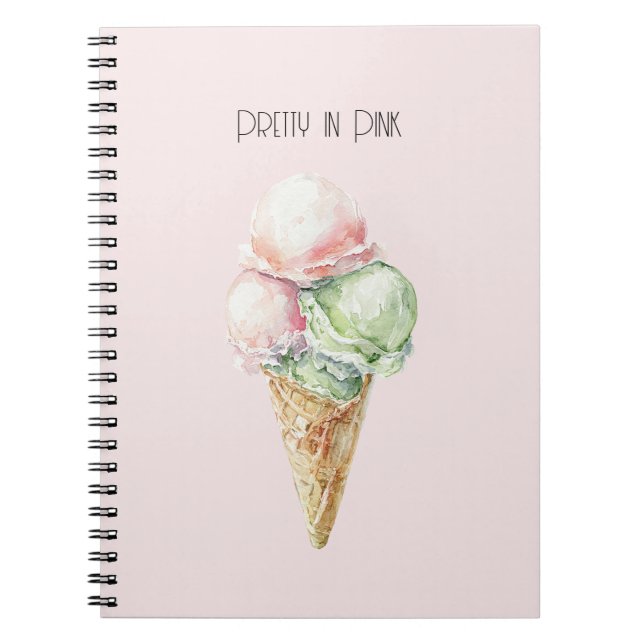 Cuaderno Cono de helado de menta rosa (Frente)