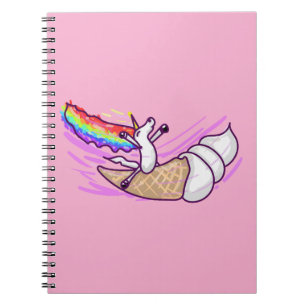 Cuaderno Cono de helado de unicornio montando arcoíris