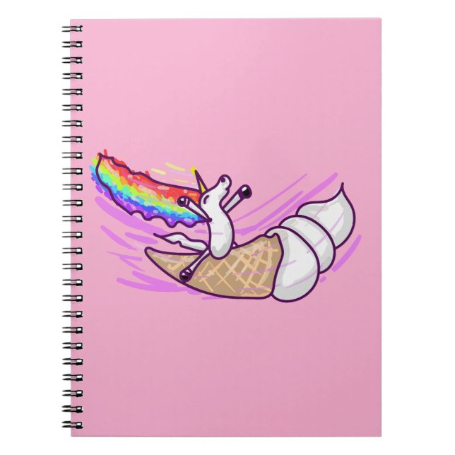 Cuaderno Cono de helado de unicornio montando arcoíris (Frente)