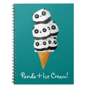 Cuaderno Cono de helado dulce del oso de panda
