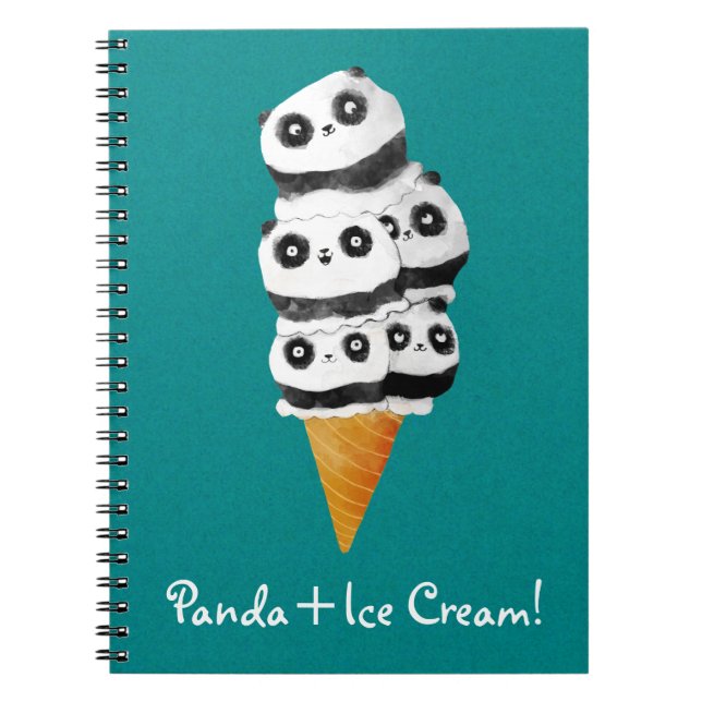 Cuaderno Cono de helado dulce del oso de panda (Frente)