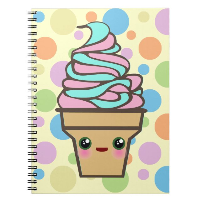 Cuaderno Cono de helado Kawaii Rave (Frente)
