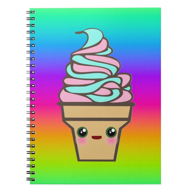 Cuaderno Cono de helado Kawaii Rave (Frente)