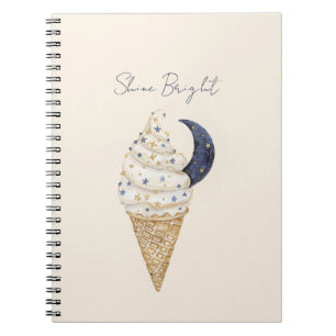 Cuaderno Cono de helado Luna Estrellas Azules Doradas