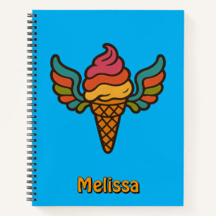 Cuaderno Cono De Helado Psicodélico Retro Con Alas