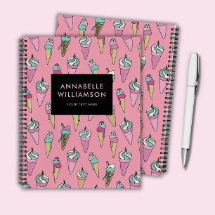 Cuaderno Cono de helado rosa personalizado