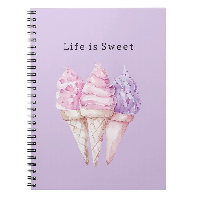 Cuaderno Conos de helado rosa púrpura   (Frente)