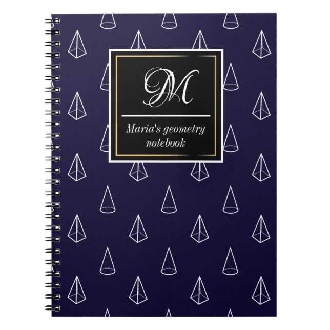 Cuaderno conos y pirámides geométricas iniciales personaliz (Frente)