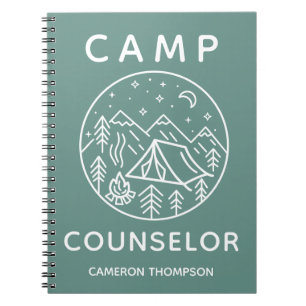 Cuaderno Consejero de Campamento Verano Personalizado Verde