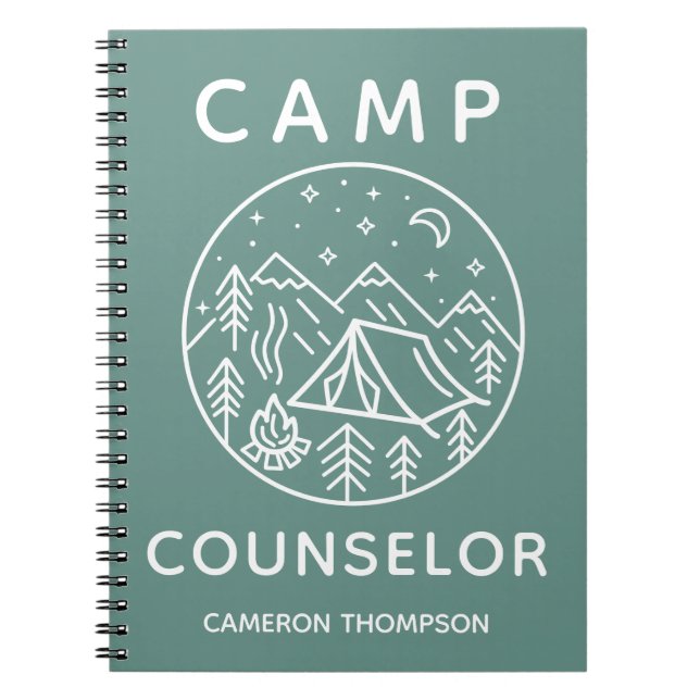 Cuaderno Consejero de Campamento Verano Personalizado Verde (Frente)