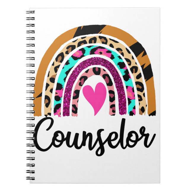 Cuaderno Consejero escolar de Rainbow Leopard Funny (Frente)