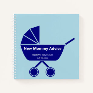Cuaderno Consejos para Mamá Fiesta de Bebé Niño Carruaje Az