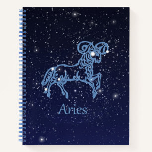 Cuaderno Constelación de Aries y Rótulo Zodiaco con estrell
