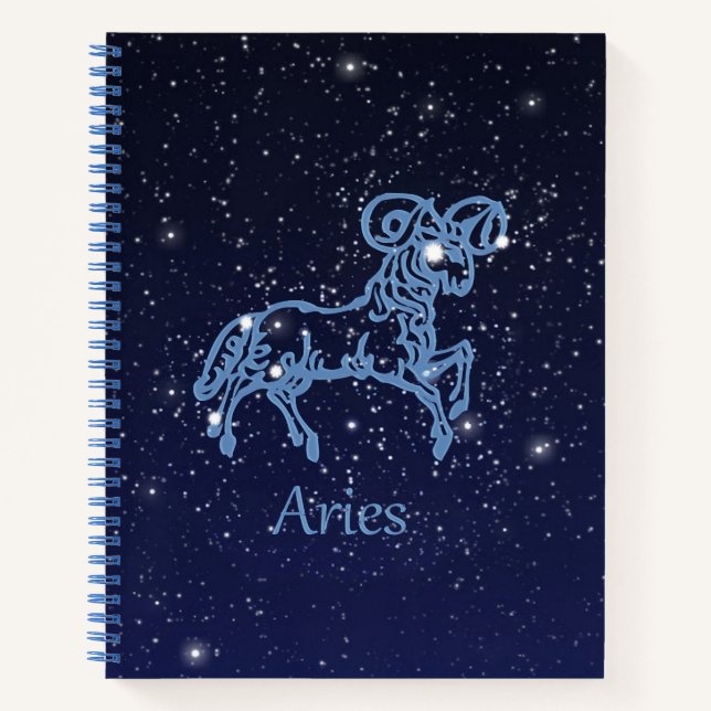 Cuaderno Constelación de Aries y Rótulo Zodiaco con estrell (Anverso)