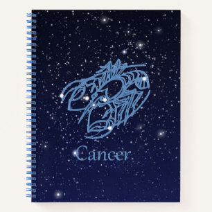 Cuaderno Constelación de cáncer y Rótulo zodiaco con estrel