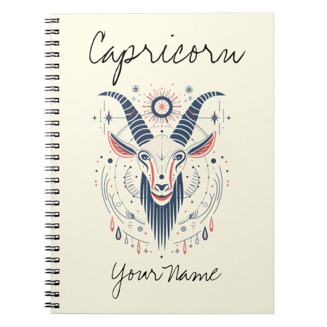 Cuaderno Constelación de Capricornio Arte de Línea Minimali (Frente)