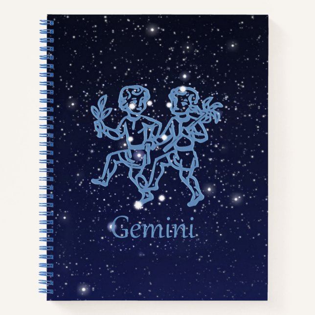 Cuaderno Constelación de los géminis y Rótulo del zodiaco (Anverso)